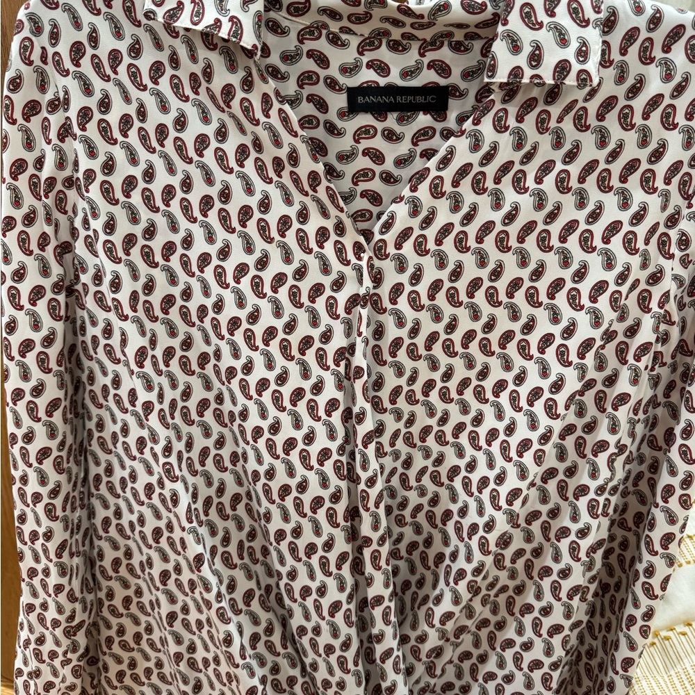Banana Republic Red and Black Paisley Shirt
